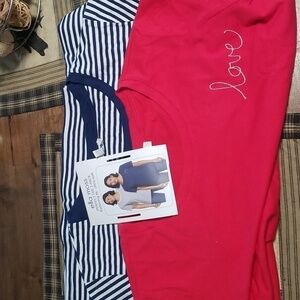 2 Pack New With Tags Ella Moss Perfect Tee Red and Navy Stripes on White Size XL